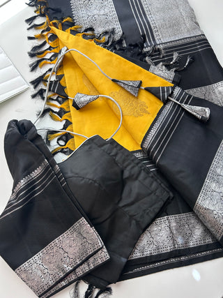 silver zari pattu saree online usa yellow black kanjivaram saree usa