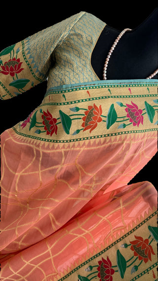 beneras paithani saree online usa paithani saree usa online pastel georgette paithani saree online usa peach beneras saree online