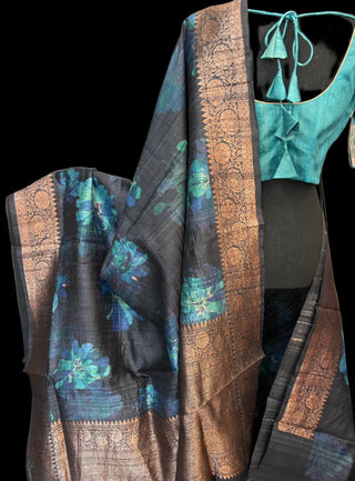Tussar silk saree online black tussar silk saree online usa 