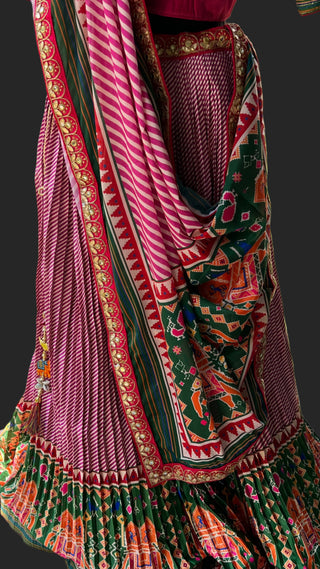 Pink ikat lehenga online usa pure silk lehenga online usa