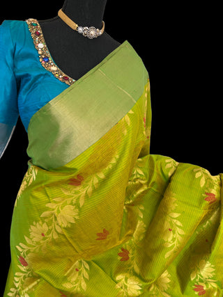 Bright green soft silk saree online usa pure green soft silk saree usa pure silk saree online stitched blouse zari borders