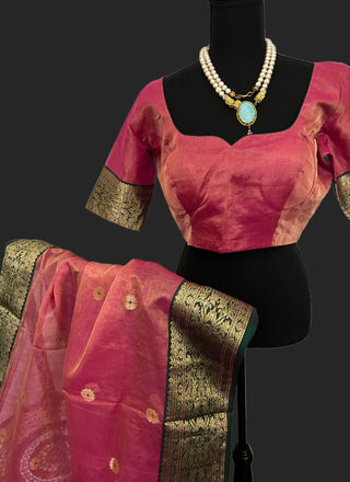 chanderi tissue saree usa pink tissue saree with borders