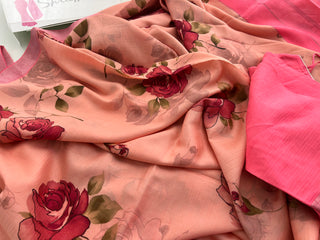 Pink soft silk saree zari borders silver zari borders