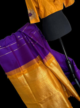 Purple borderless kanchi pattu saree usa online