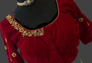Red embroidered blouse readymade blouse for silk saree online usa  
